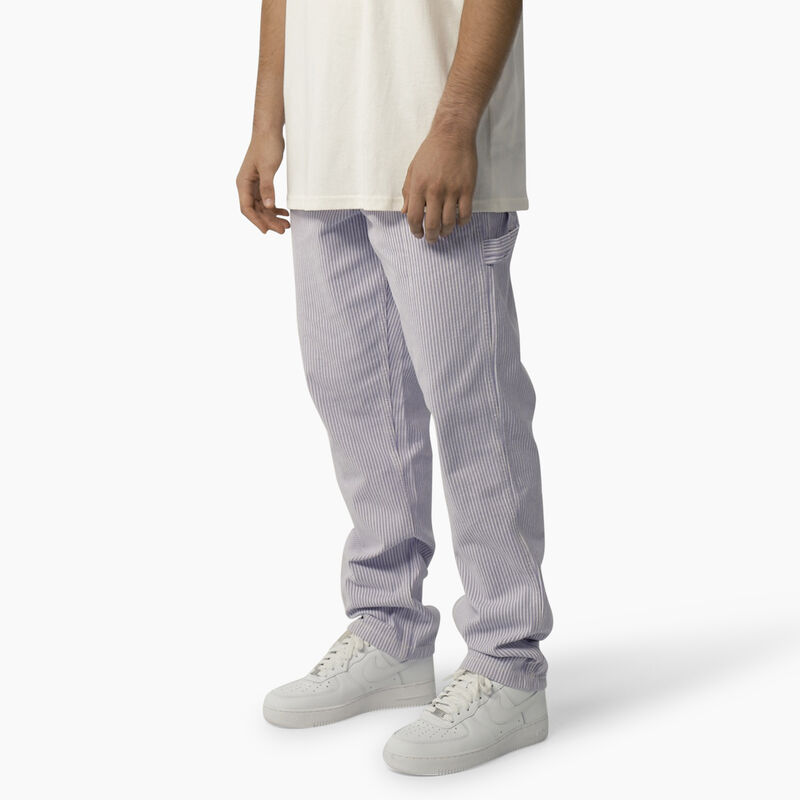 Dickies Garyville Regular Fit Hickory Stripe Carpenter Pants Ecru/Lilac ID-E7D79bfF