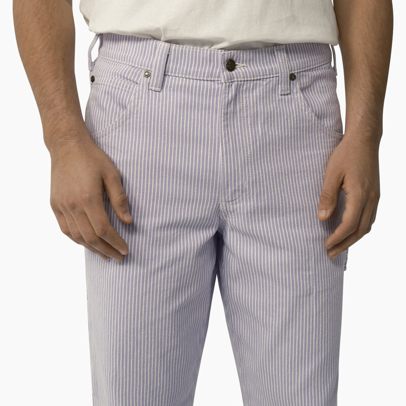 Dickies Garyville Regular Fit Hickory Stripe Carpenter Pants Ecru/Lilac ID-E7D79bfF