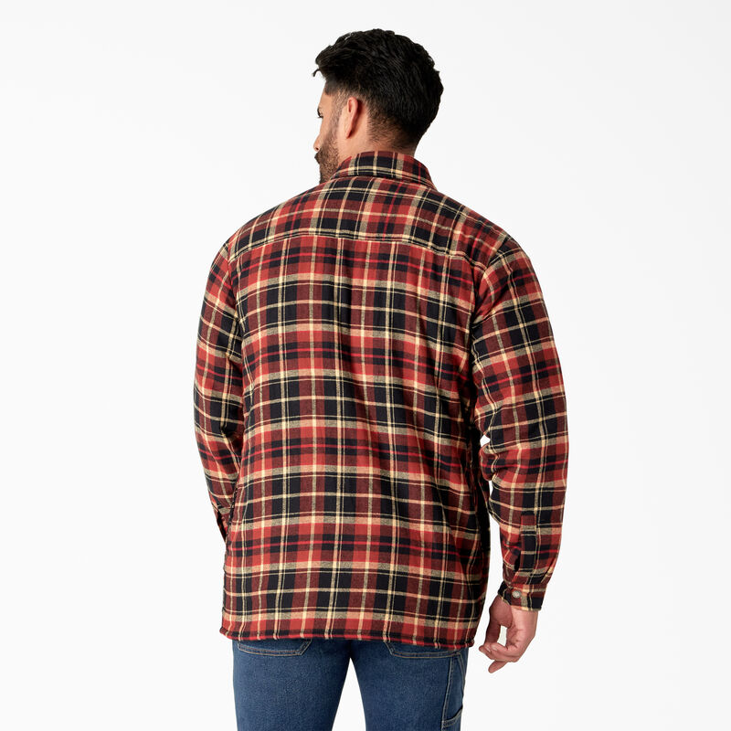 Dickies Water Repellent Fleece-Lined Flannel Shirt Jacket Brick/Black Plaid ID-EBmNpbQx
