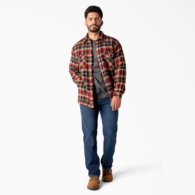 Dickies Water Repellent Fleece-Lined Flannel Shirt Jacket Brick/Black Plaid ID-EBmNpbQx