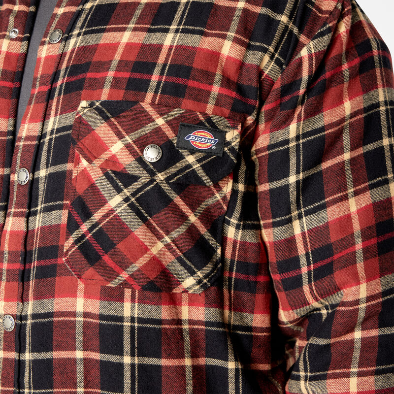 Dickies Water Repellent Fleece-Lined Flannel Shirt Jacket Brick/Black Plaid ID-EBmNpbQx