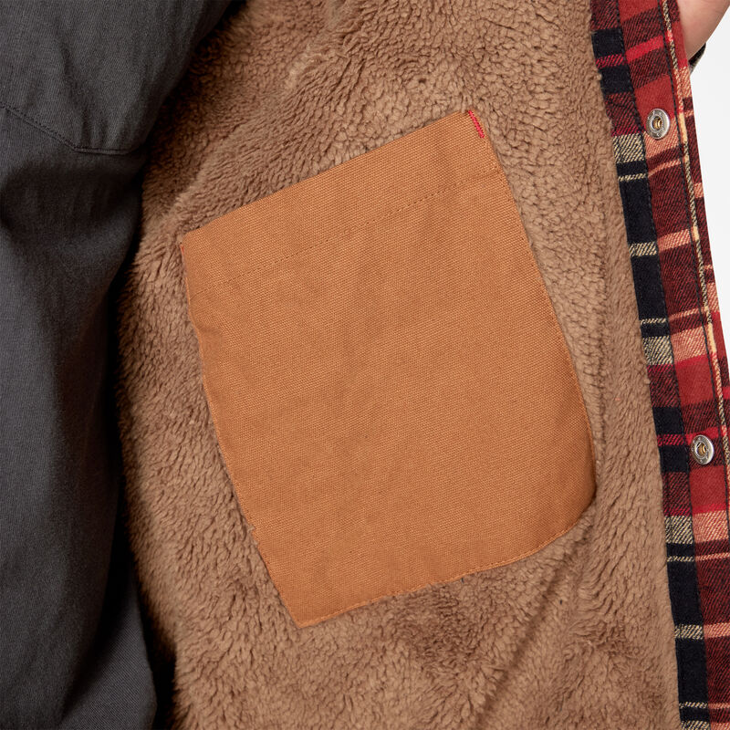 Dickies Water Repellent Fleece-Lined Flannel Shirt Jacket Brick/Black Plaid ID-EBmNpbQx