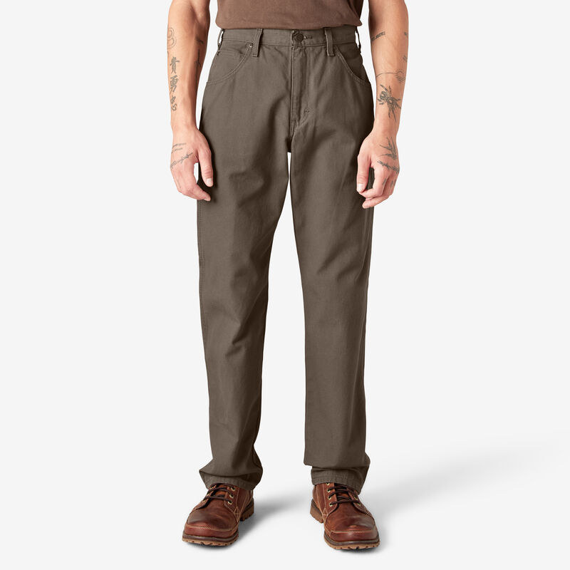 Dickies Relaxed Fit Heavyweight Duck Carpenter Pants Rinsed Mushroom ID-EDtW4D0G