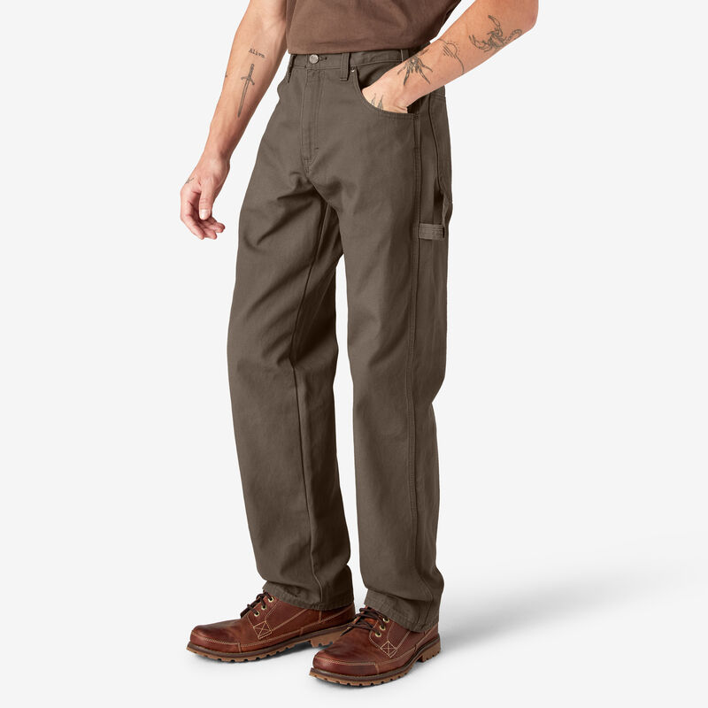 Dickies Relaxed Fit Heavyweight Duck Carpenter Pants Rinsed Mushroom ID-EDtW4D0G