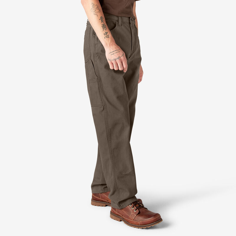 Dickies Relaxed Fit Heavyweight Duck Carpenter Pants Rinsed Mushroom ID-EDtW4D0G