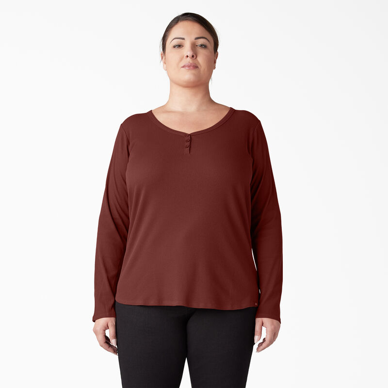 Dickies Plus Henley Long Sleeve Shirt Fired Brick ID-EThgvQyY