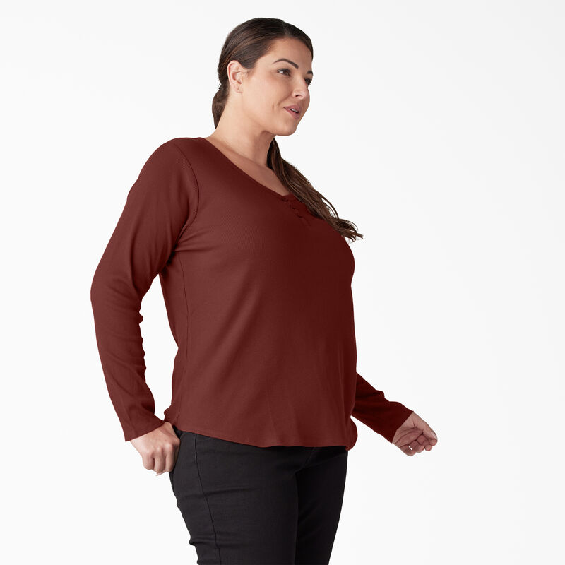 Dickies Plus Henley Long Sleeve Shirt Fired Brick ID-EThgvQyY