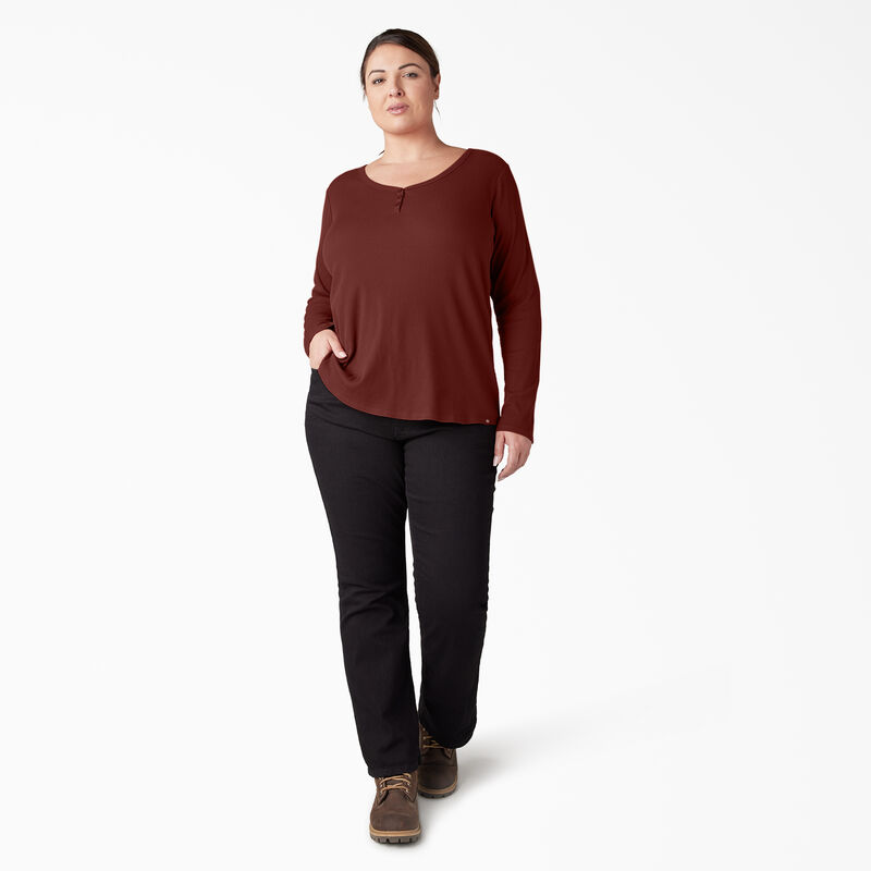Dickies Plus Henley Long Sleeve Shirt Fired Brick ID-EThgvQyY
