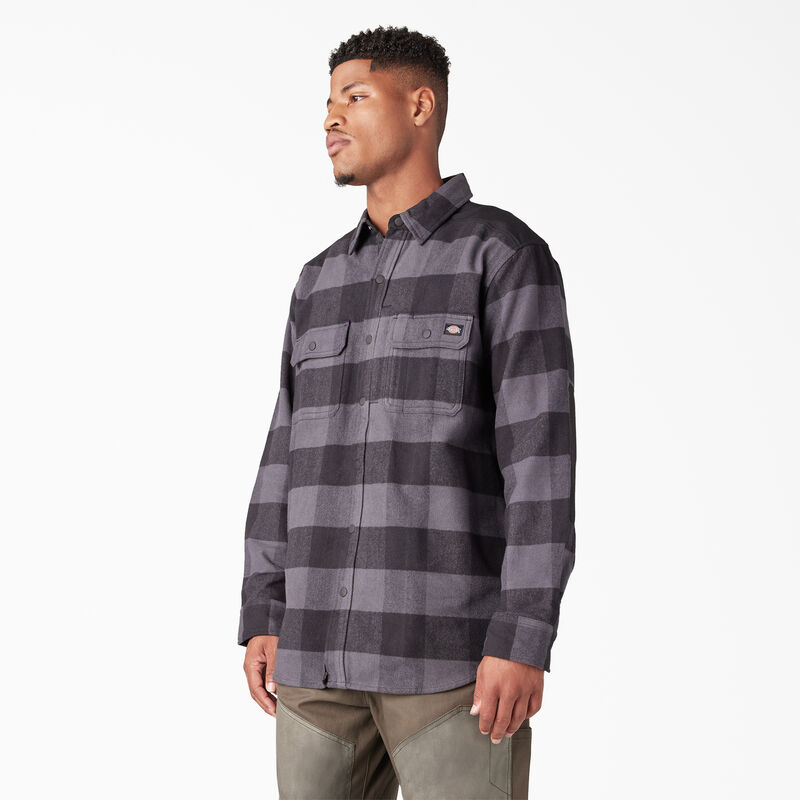Dickies Heavyweight Brawny Flannel Shirt Charcoal/Black Buffalo Plaid ID-EUumm87j