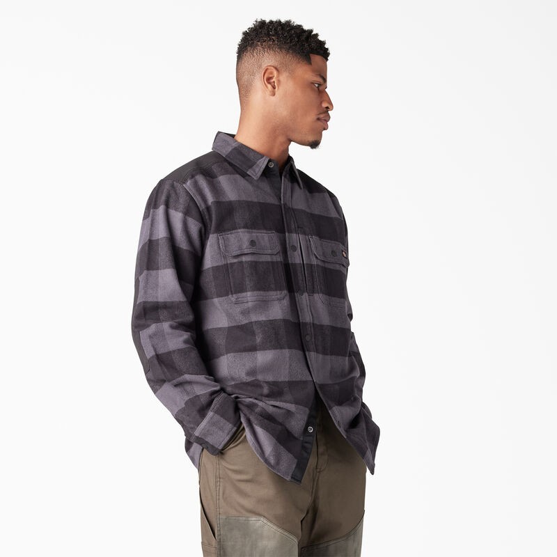 Dickies Heavyweight Brawny Flannel Shirt Charcoal/Black Buffalo Plaid ID-EUumm87j