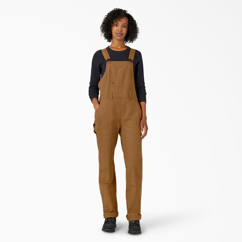Dickies Straight Fit Duck Double Front Bib Overalls Rinsed Brown Duck ID-EXIELcrT