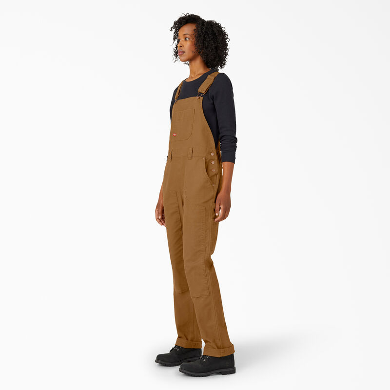 Dickies Straight Fit Duck Double Front Bib Overalls Rinsed Brown Duck ID-EXIELcrT