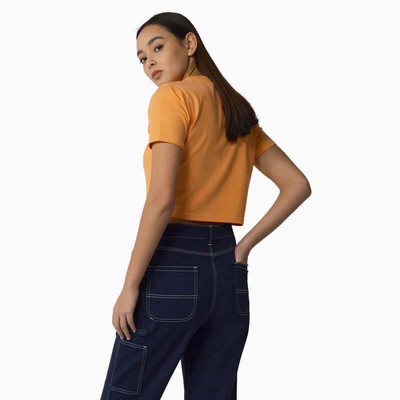 Dickies Maple Valley Cropped T-Shirt Papaya w/ Cloud Stitching ID-Eb3EiwJw