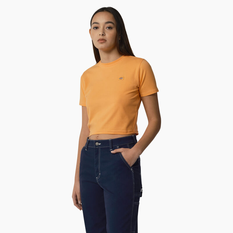 Dickies Maple Valley Cropped T-Shirt Papaya w/ Cloud Stitching ID-Eb3EiwJw