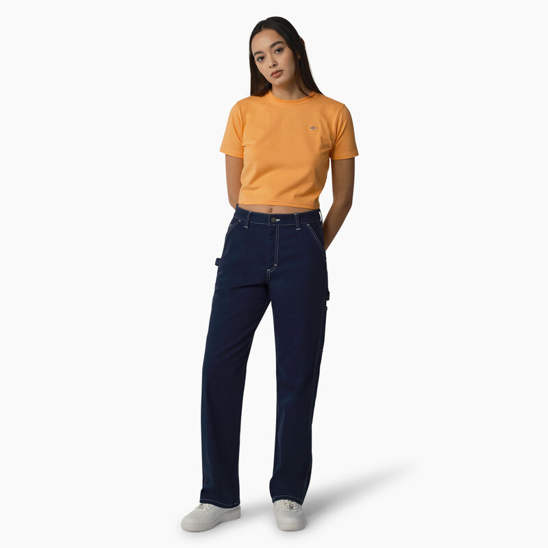 Dickies Maple Valley Cropped T-Shirt Papaya w/ Cloud Stitching ID-Eb3EiwJw