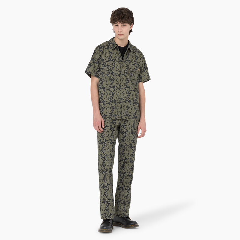 Dickies Drewsey Camo Short Sleeve Work Shirt Military Green Glitch Camo ID-F6vcUfvY