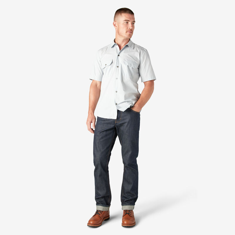 Dickies 1922 Short Sleeve Work Shirt Rinsed Light Blue ID-FeJ0EyB1