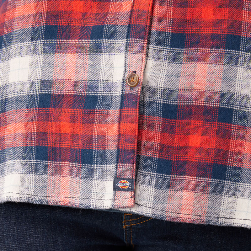 Dickies Plus Long Sleeve Plaid Flannel Shirt Molten Lava/Navy Ombre Plaid ID-FvfGGuLw
