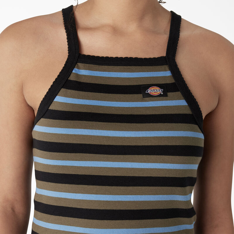 Dickies Rib Knit Cropped Tank Top Black Summer Fair Stripe ID-GNIDREM4