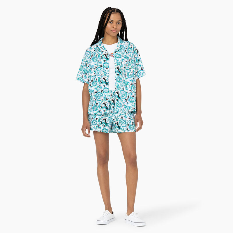 Dickies Roseburg Short Sleeve Shirt Blue Floral Print ID-Ga42Ysag
