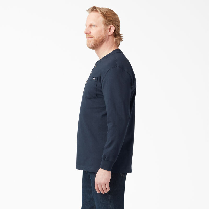 Dickies Heavyweight Long Sleeve Henley T-Shirt Dark Navy ID-GaNTbyKV