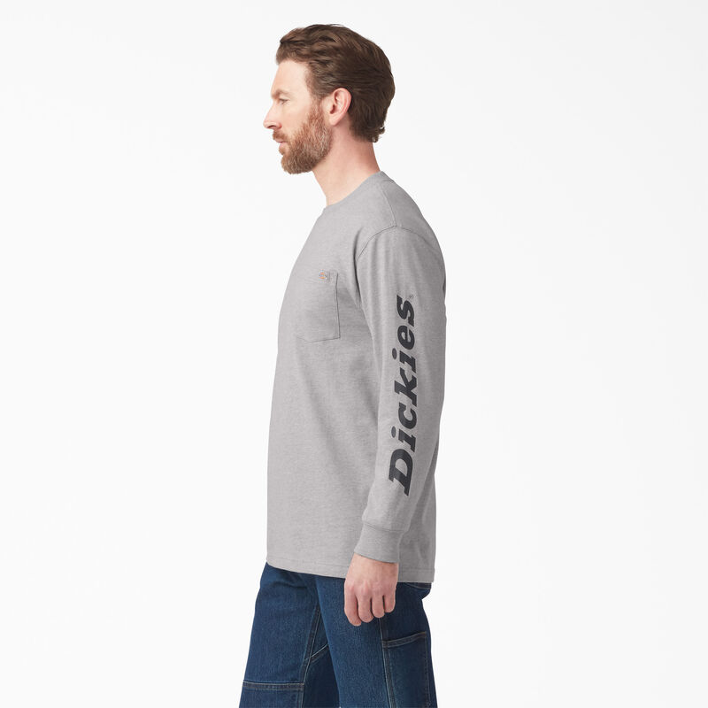 Dickies Logo Graphic Long Sleeve Pocket T-Shirt Heather Gray ID-GkagvsmH