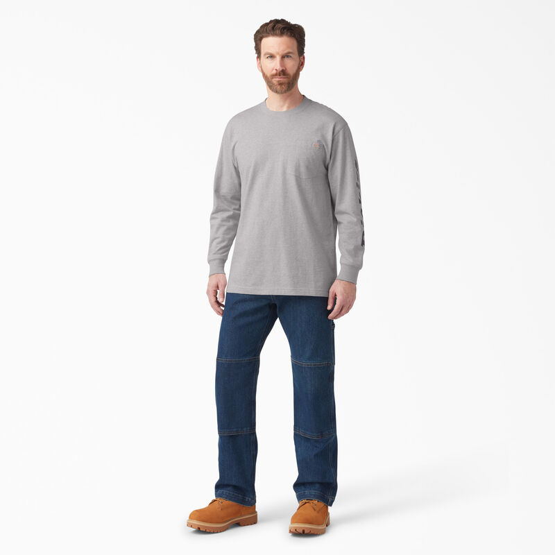 Dickies Logo Graphic Long Sleeve Pocket T-Shirt Heather Gray ID-GkagvsmH
