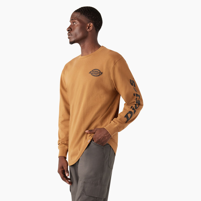 Dickies Long Sleeve Heavyweight Logo T-Shirt Brown Duck ID-GrlpLeYL