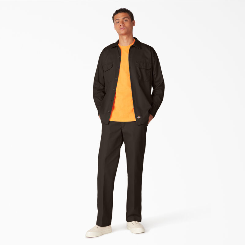 Dickies Long Sleeve Work Shirt Dark Brown ID-GtECPXhq