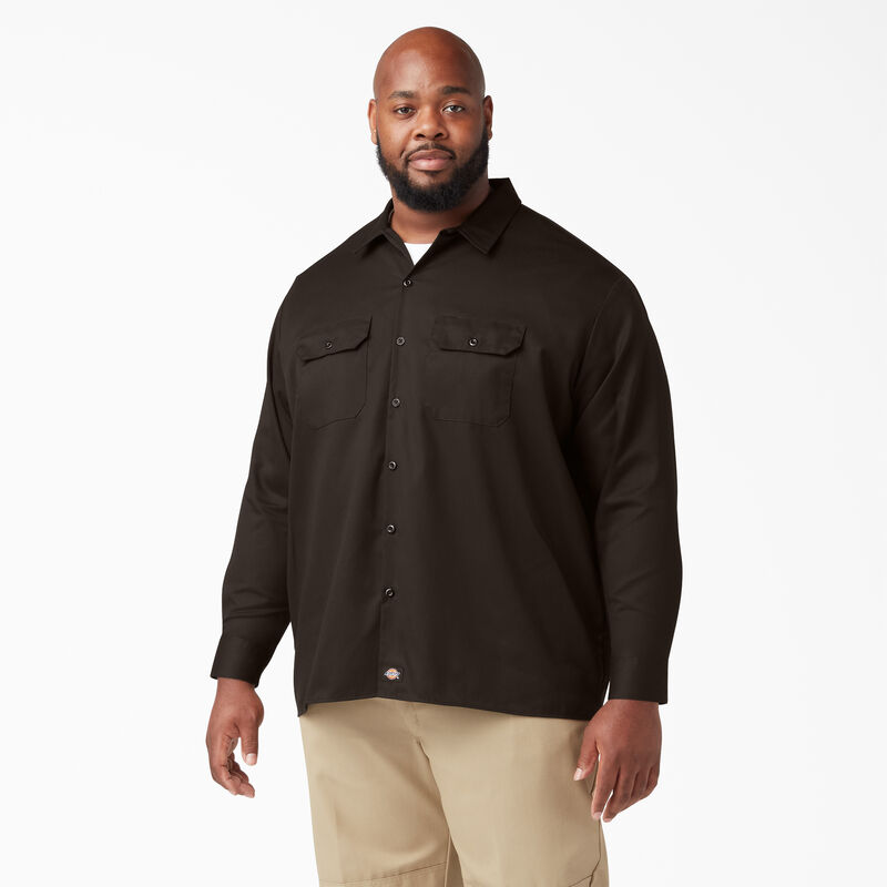 Dickies Long Sleeve Work Shirt Dark Brown ID-GtECPXhq