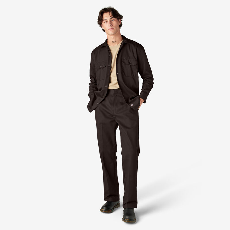 Dickies Long Sleeve Work Shirt Dark Brown ID-GtECPXhq