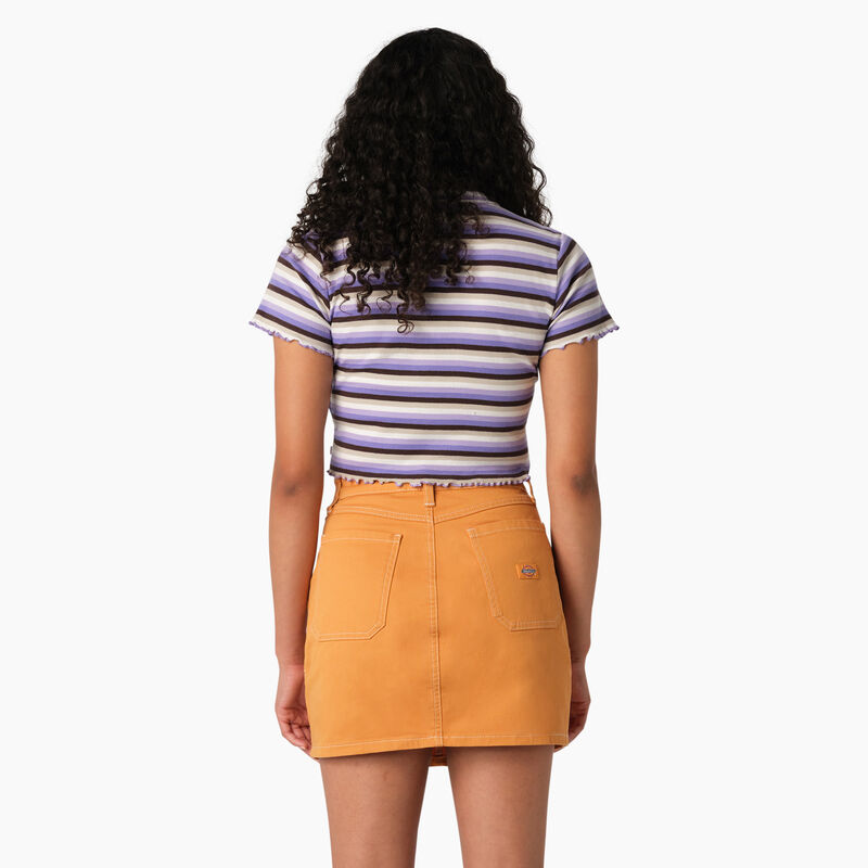 Dickies Striped Cropped Baby T-Shirt Purple Rose Explorer Stripe ID-H48D3VPG