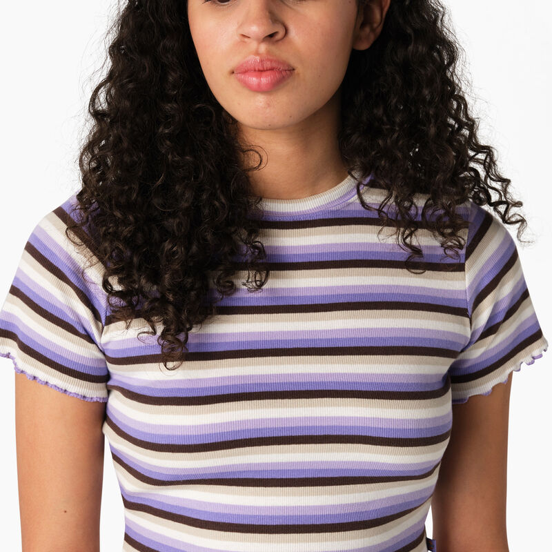 Dickies Striped Cropped Baby T-Shirt Purple Rose Explorer Stripe ID-H48D3VPG