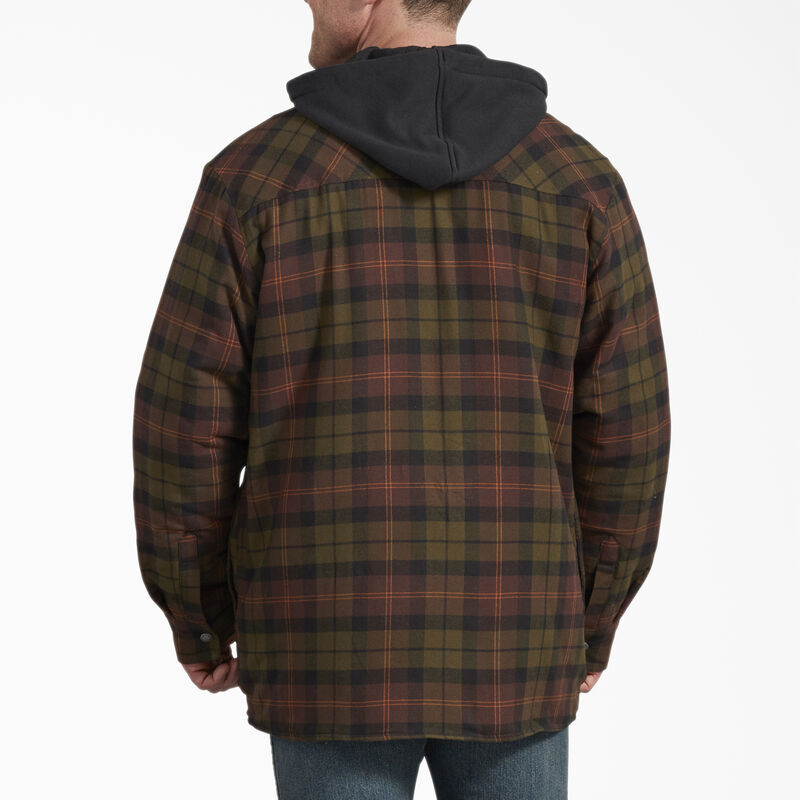 Dickies Flannel Hooded Shirt Jacket Chocolate Tactical Green Plaid ID-H8WLdWyp