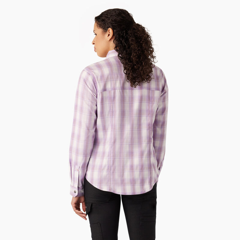 Dickies Cooling Roll-Tab Work Shirt Purple Rose Hillside Plaid ID-HB1O2Lb9