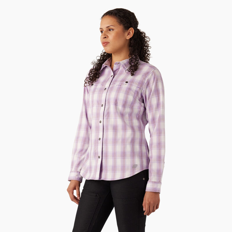 Dickies Cooling Roll-Tab Work Shirt Purple Rose Hillside Plaid ID-HB1O2Lb9