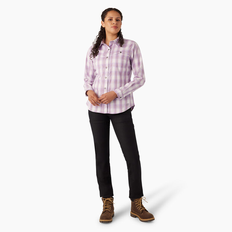 Dickies Cooling Roll-Tab Work Shirt Purple Rose Hillside Plaid ID-HB1O2Lb9