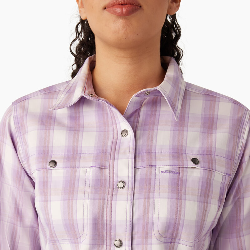 Dickies Cooling Roll-Tab Work Shirt Purple Rose Hillside Plaid ID-HB1O2Lb9