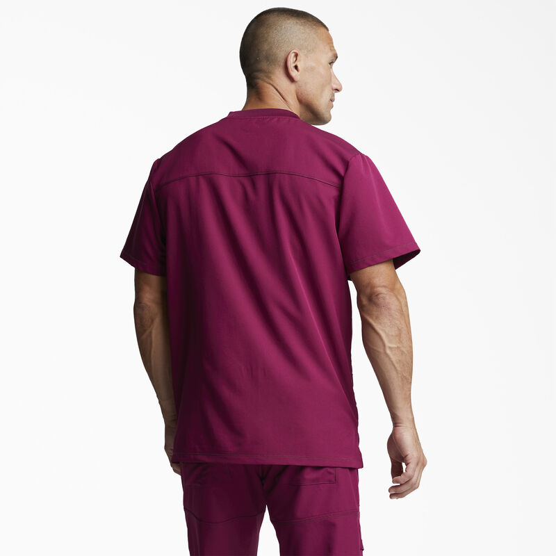 Dickies Men's Dynamix V-Neck Scrub Top Wine ID-HNcljT2L