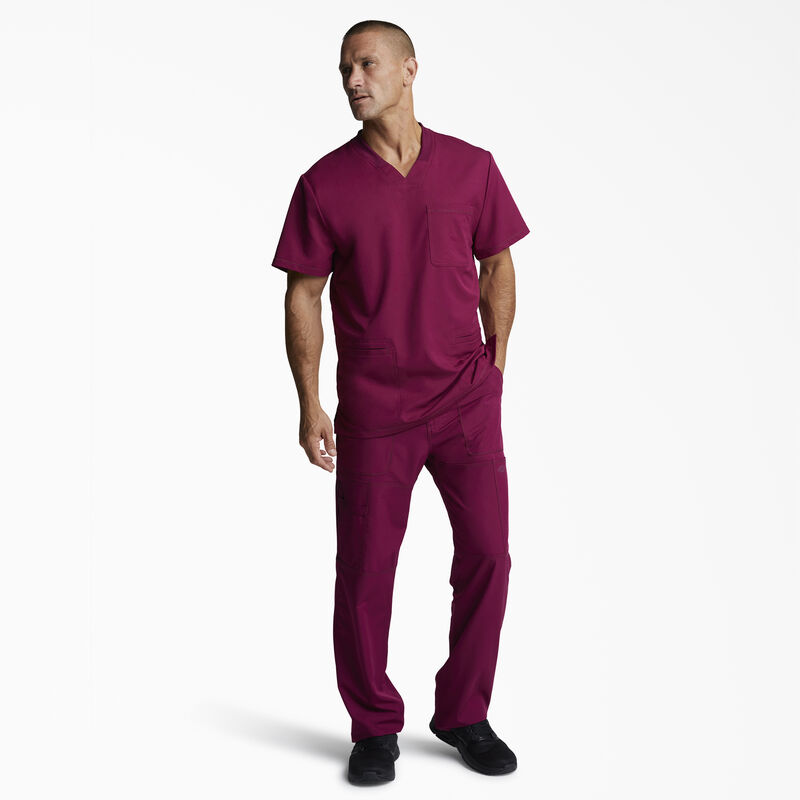 Dickies Men's Dynamix V-Neck Scrub Top Wine ID-HNcljT2L