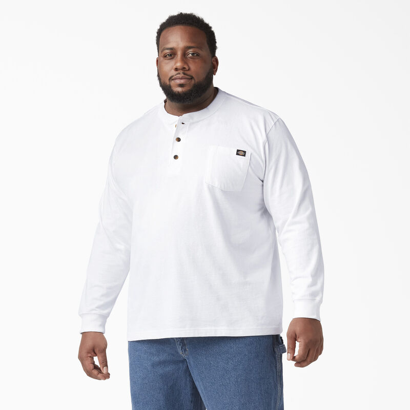 Dickies Heavyweight Long Sleeve Henley T-Shirt White ID-HkCxqhHO