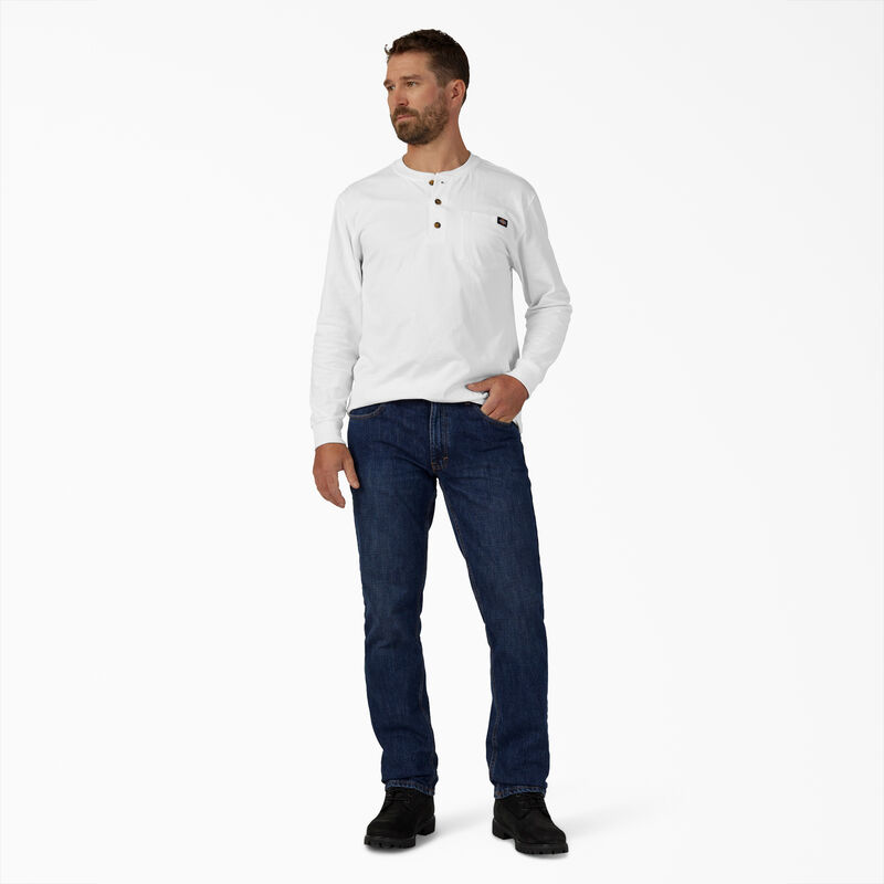 Dickies Heavyweight Long Sleeve Henley T-Shirt White ID-HkCxqhHO