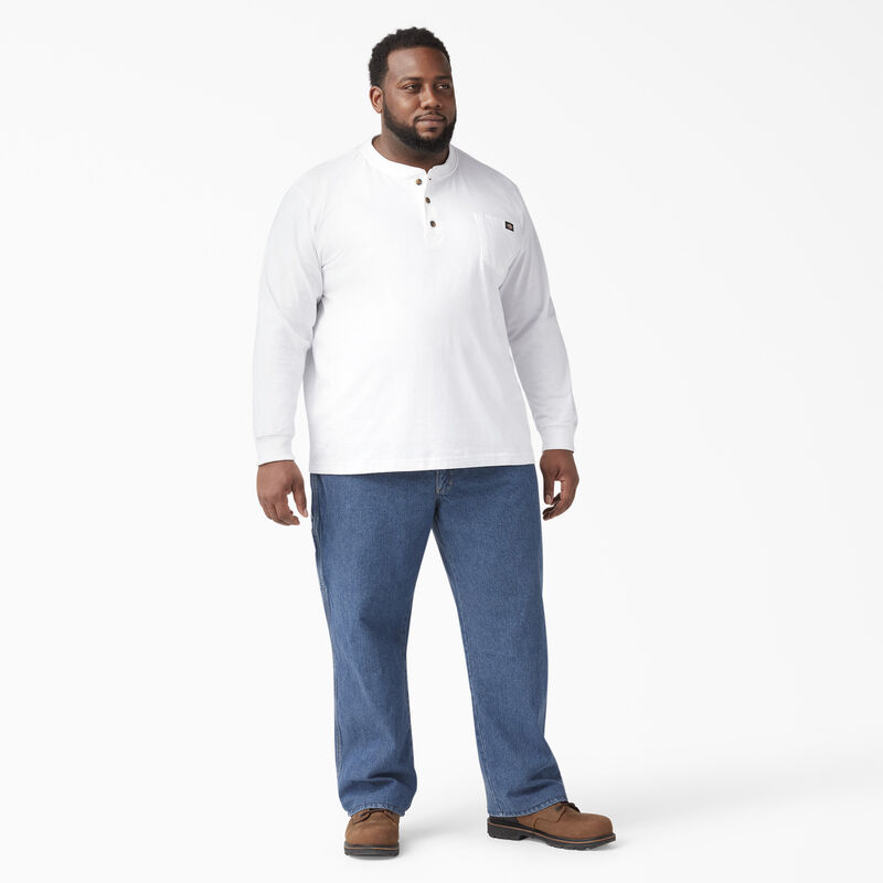Dickies Heavyweight Long Sleeve Henley T-Shirt White ID-HkCxqhHO