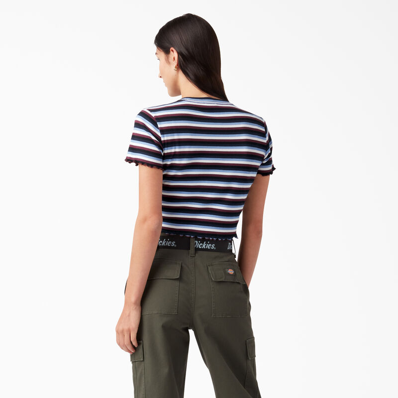 Dickies Striped Cropped Baby T-Shirt Wine/Jacaranda Baby Stripe ID-I73bmbtU