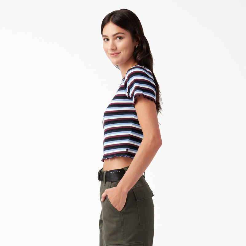 Dickies Striped Cropped Baby T-Shirt Wine/Jacaranda Baby Stripe ID-I73bmbtU