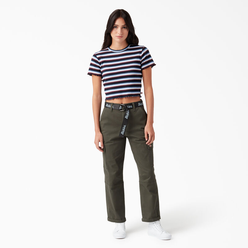 Dickies Striped Cropped Baby T-Shirt Wine/Jacaranda Baby Stripe ID-I73bmbtU