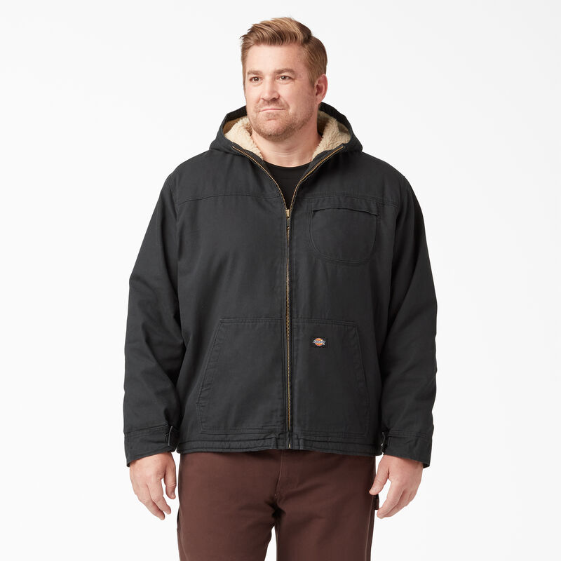 Dickies Duck High Pile Fleece Lined Hooded Jacket Rinsed Black ID-I9PWSdgm