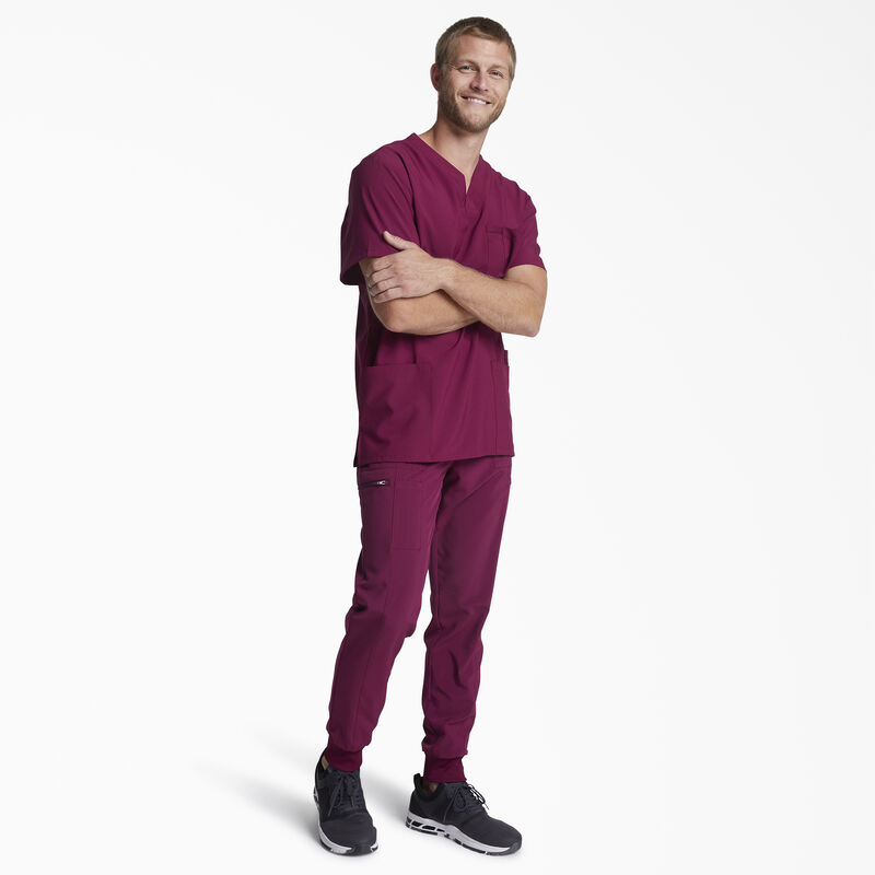 Dickies Men's EDS Essentials V-Neck Scrub Top with Patch Pockets Wine ID-IjWQTpU0