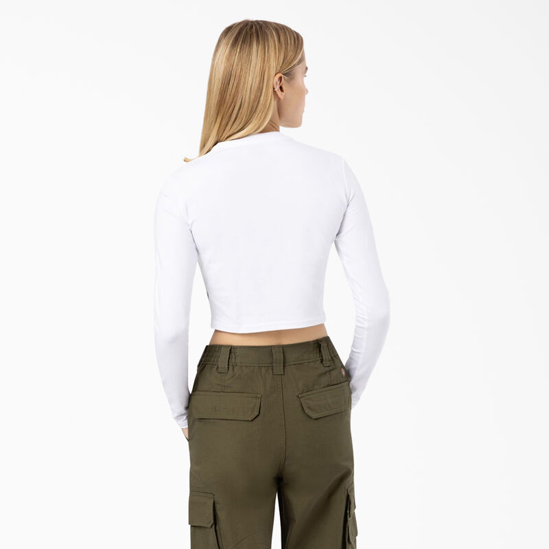 Dickies Maple Valley Logo Long Sleeve Cropped T-Shirt White ID-ItyOnH0g