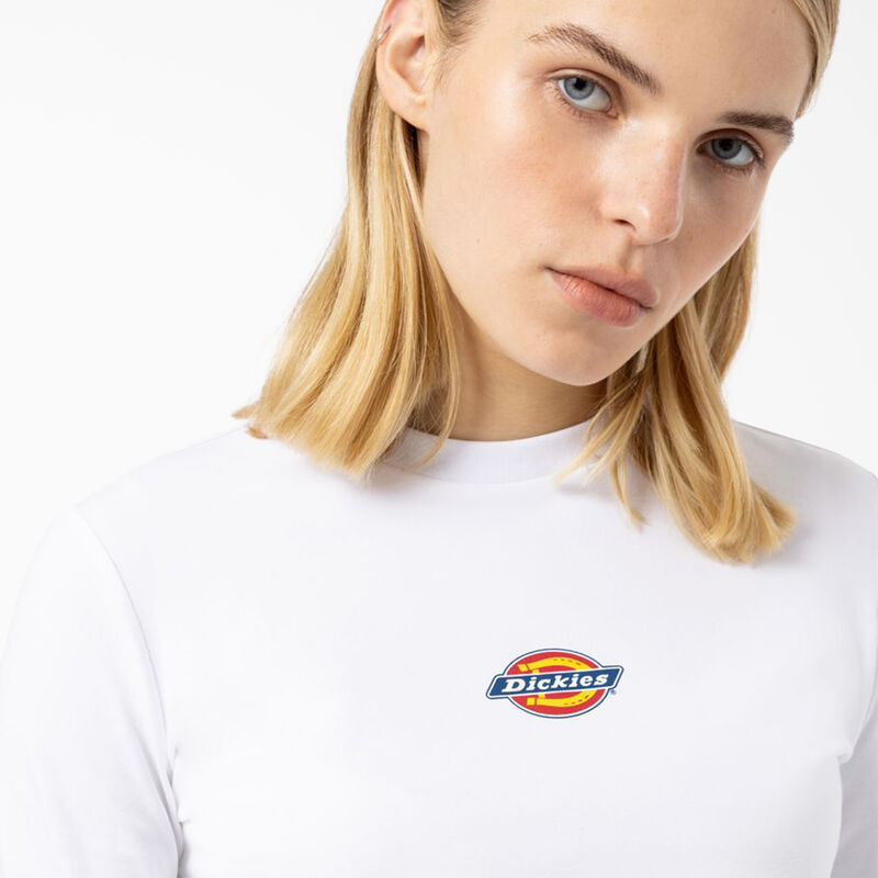 Dickies Maple Valley Logo Long Sleeve Cropped T-Shirt White ID-ItyOnH0g
